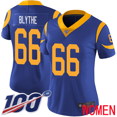 Los Angeles Rams Limited Royal Blue Women Austin Blythe Alternate Jersey NFL Football 66 100th Season Vapor Untouchable